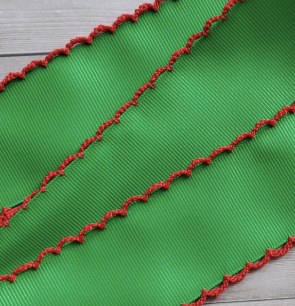 Red And Green Moonstitch Grosgrain Ribbon