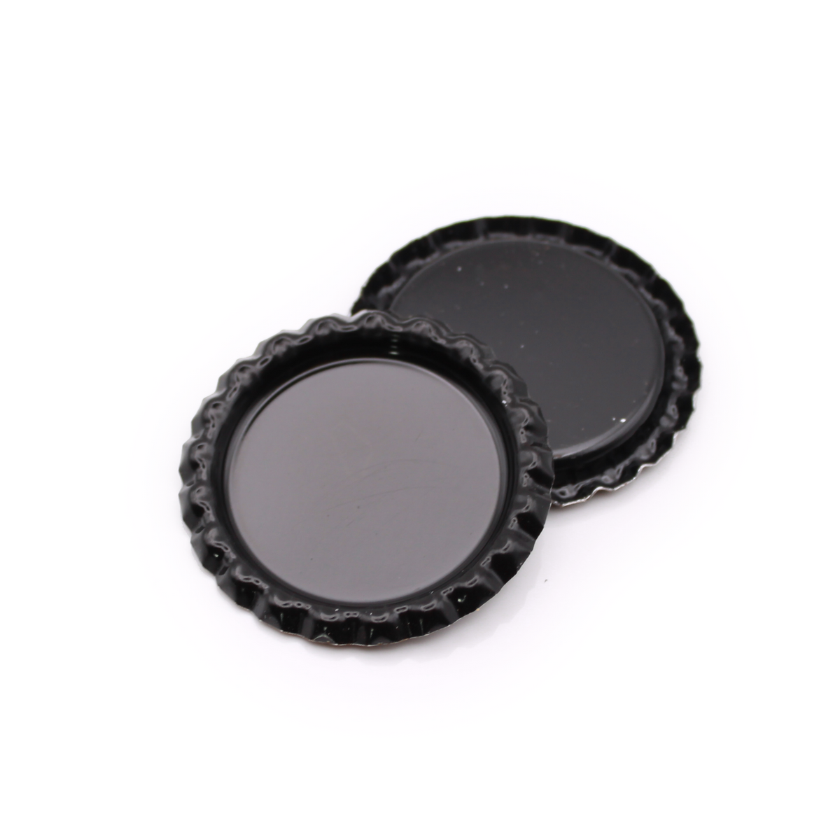 Black Flattened Bottle Caps