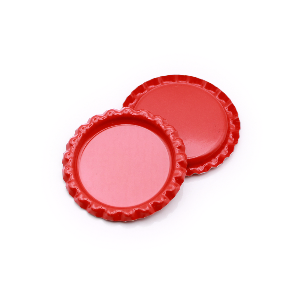 Bright Red Flattened Bottle Caps