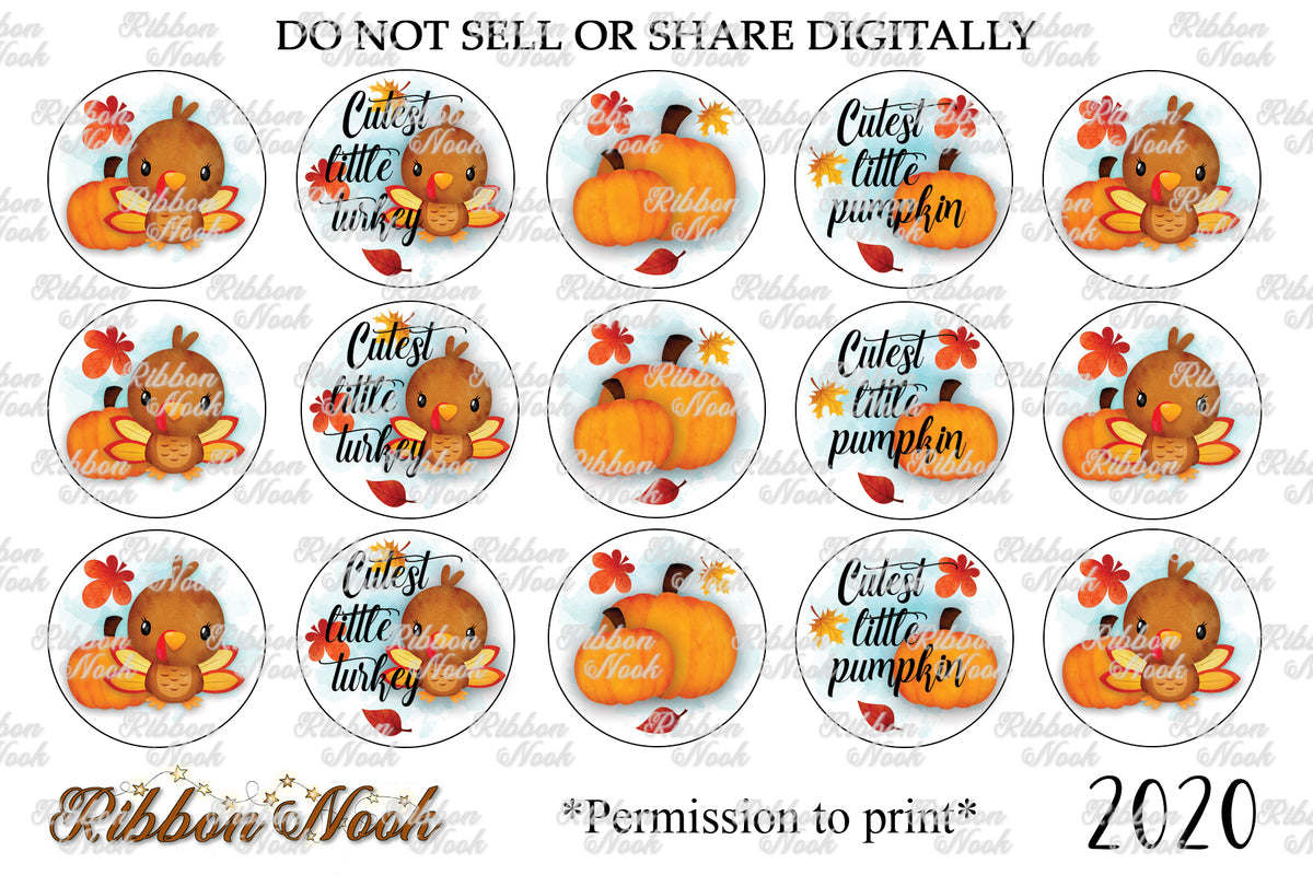 Cute Watercolor Turkey Bottle Cap Images