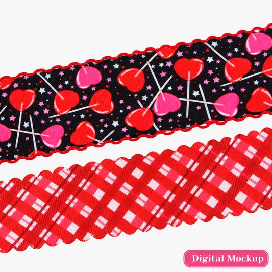 Heart Pops And Red Plaid Moonstitch/Scalloped Edge