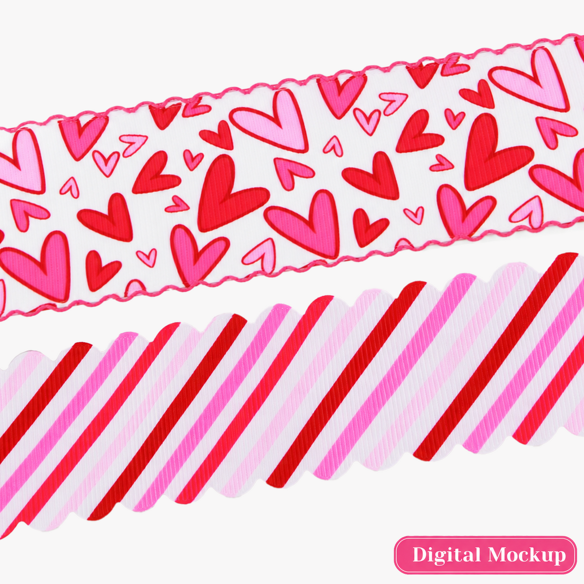 Scattered Hearts And Stripes Moonstitch/Scalloped Edge