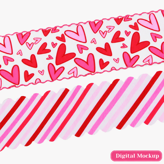 Scattered Hearts And Stripes Moonstitch/Scalloped Edge
