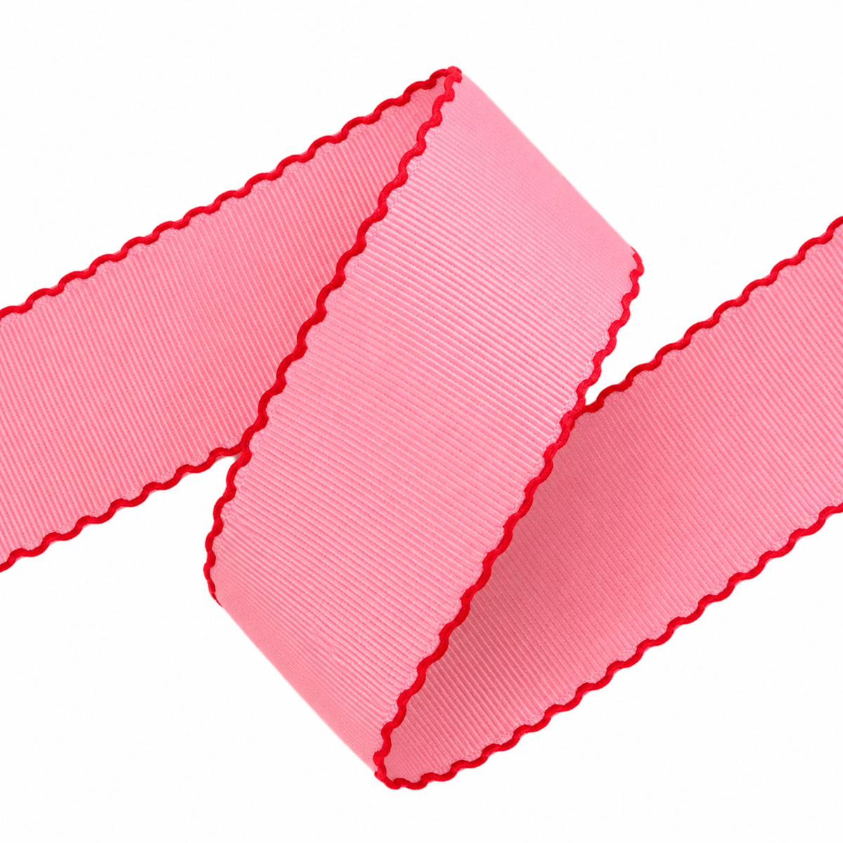 Pink and Red Moonstitch Grosgrain Ribbon