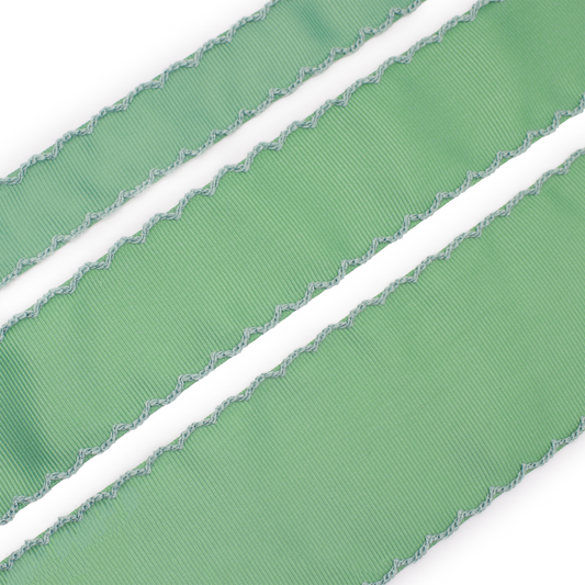 Sage Grosgrain Ribbon with Sage Moonstitch