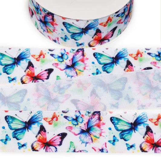 Watercolor Butterflies Grosgrain Ribbon