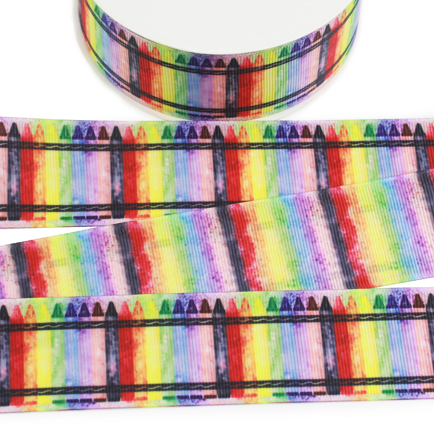 Watercolor Rainbow Crayons Grosgrain Ribbon