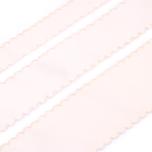 Cream Grosgrain Ribbon with Cream Moonstitch