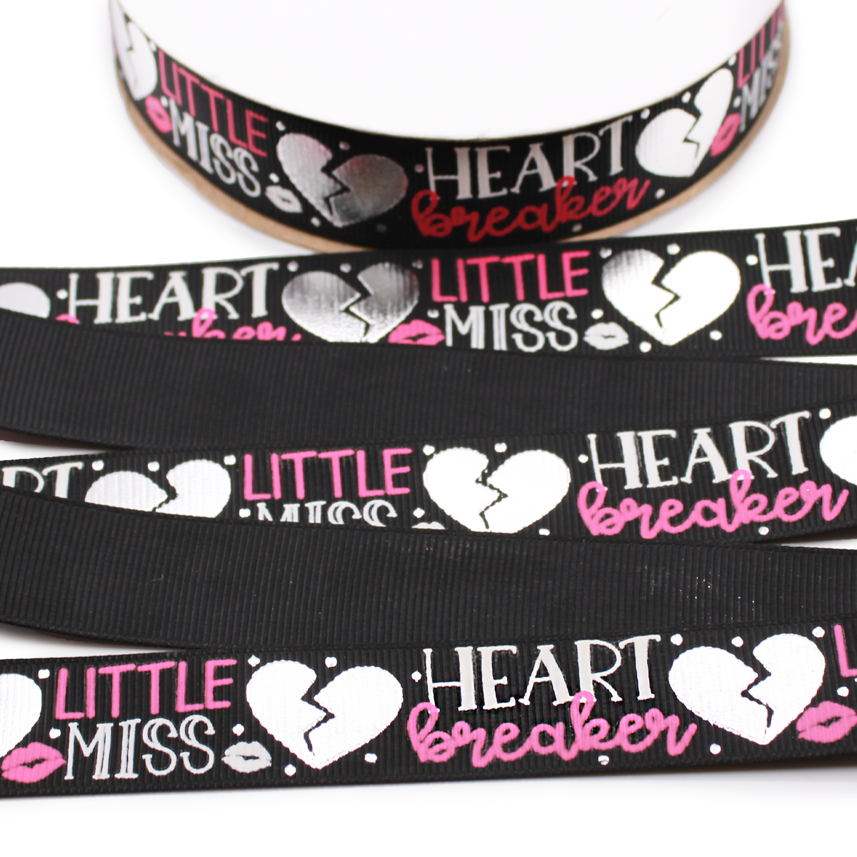 Little Miss Heartbreaker Foil Grosgrain Ribbon