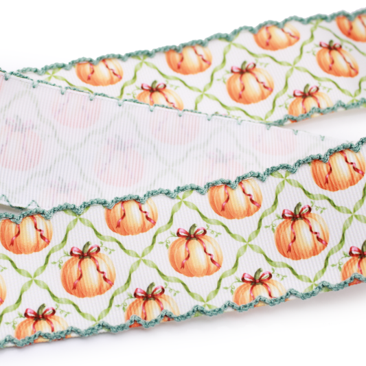 Pumpkin Trellis Moonstitch Grosgrain Ribbon
