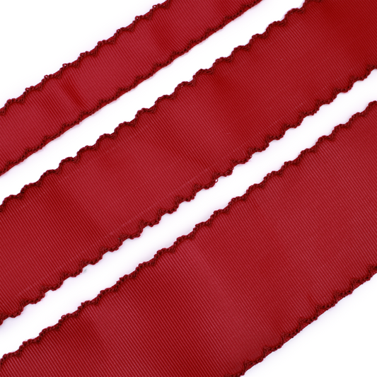 Scarlet Grosgrain Ribbon with Scarlet Moonstitch