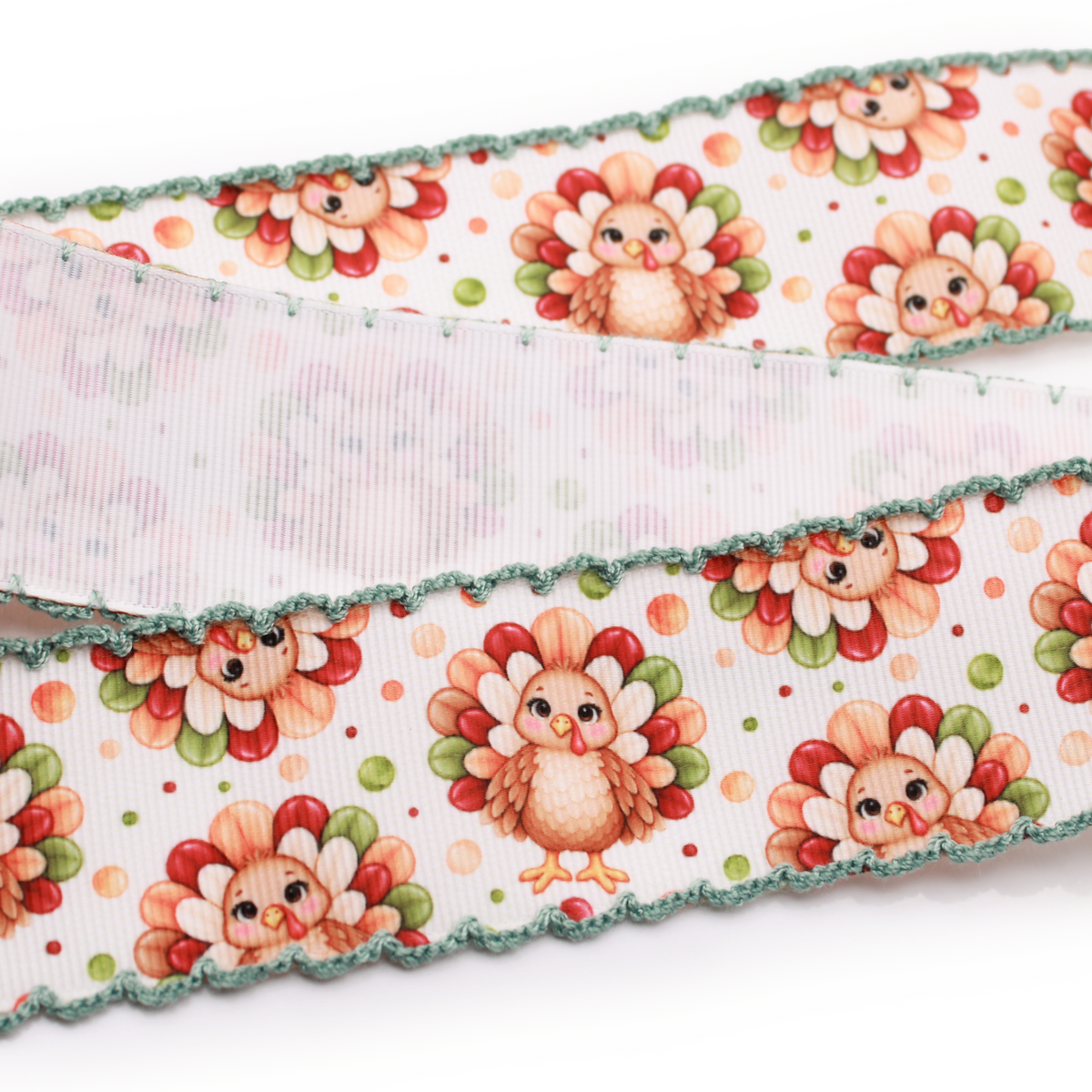 Thanksgiving Turkey Moonstitch Grosgrain Ribbon