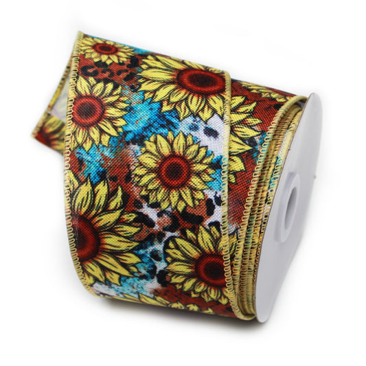 Country Western Sunflower Wired Ribbon