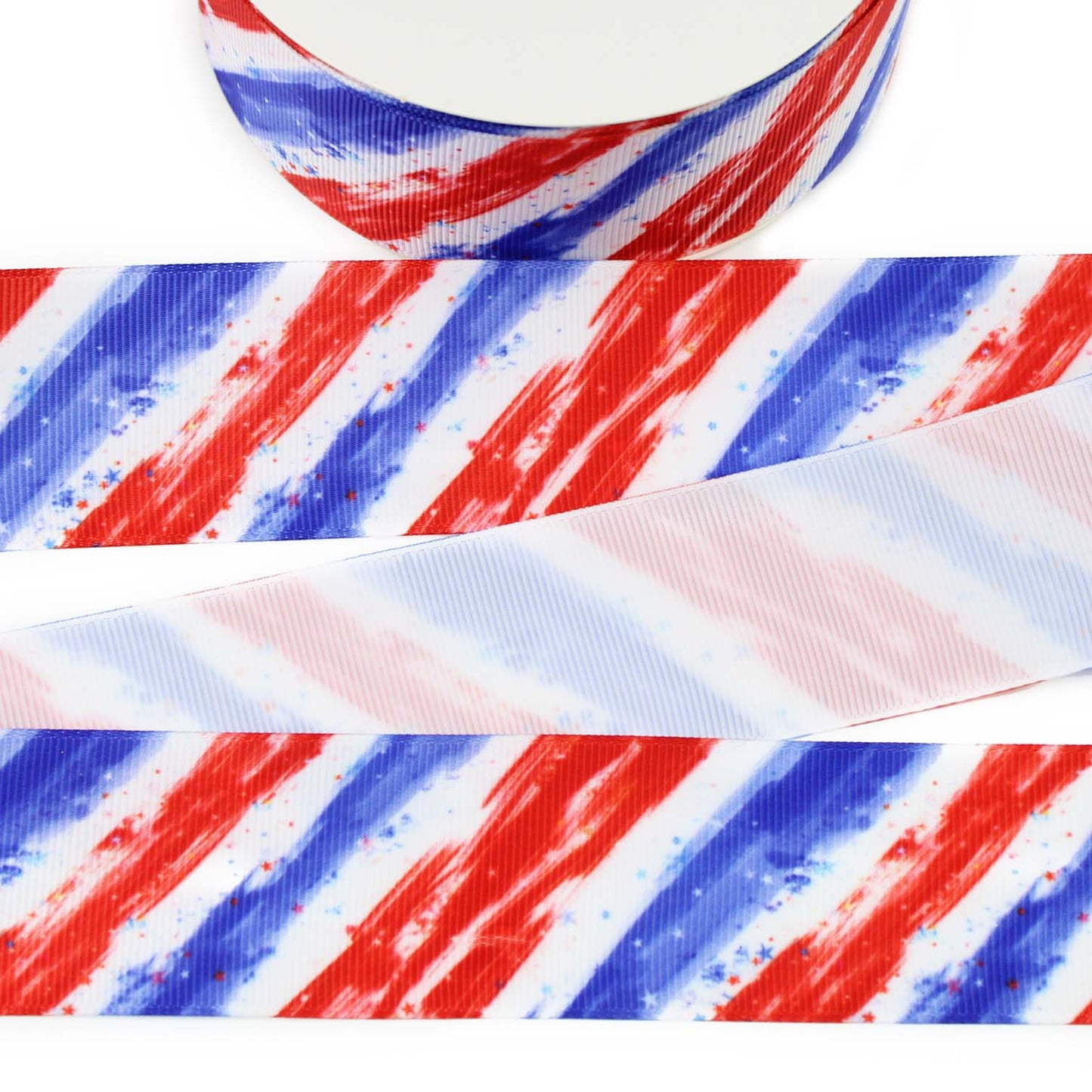 Red, White and Blue Strokes Grosgrain Ribbon