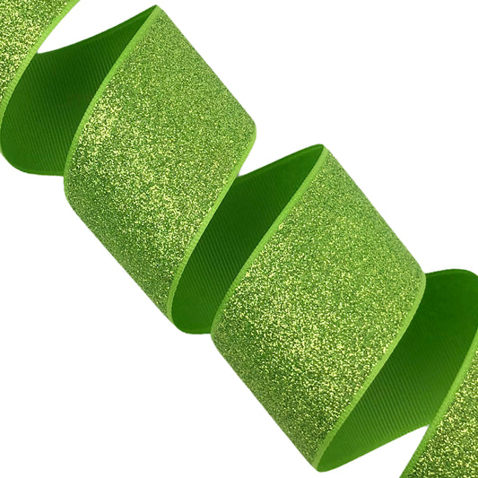 Apple Green Soft Glitter Grosgrain Ribbon