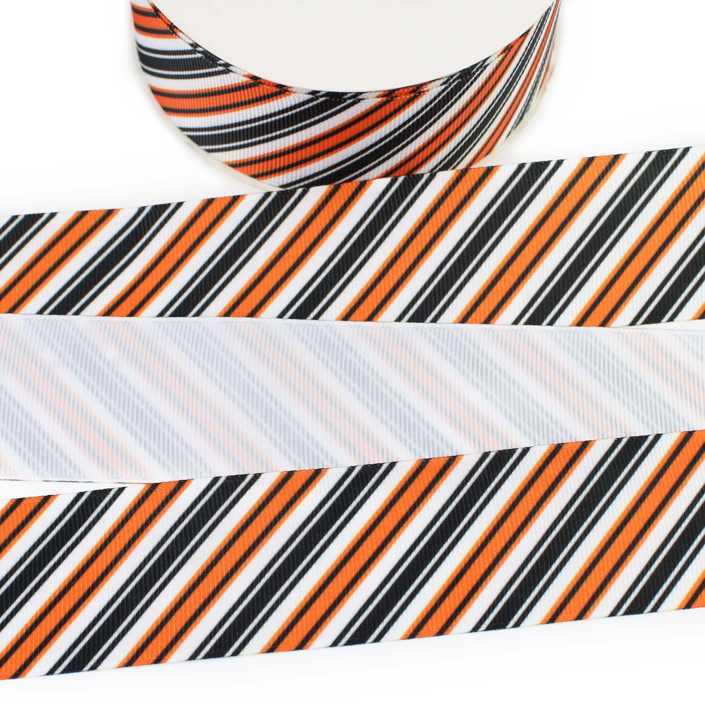 Black and Orange Stripes Grosgrain Ribbon