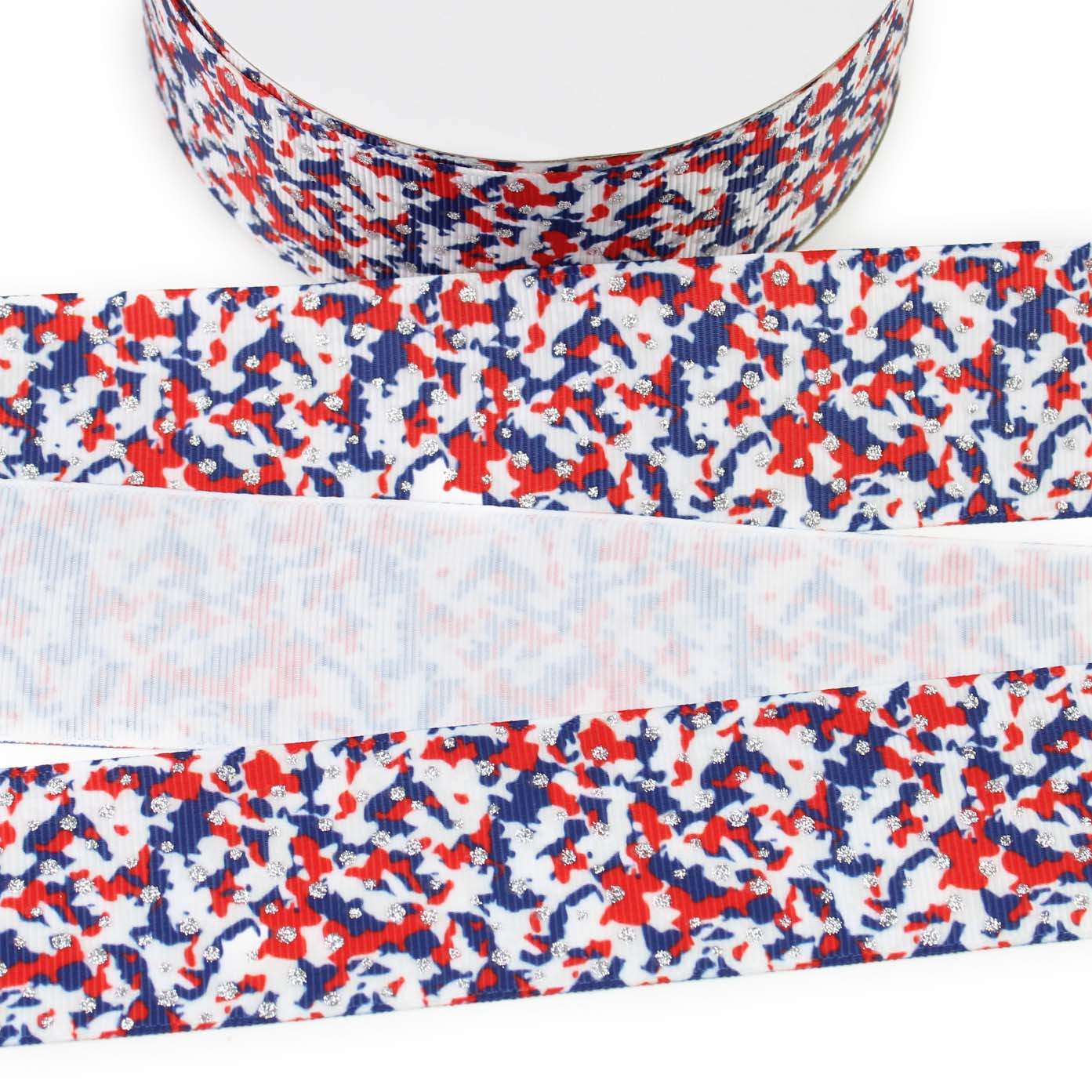 Red, White And Blue Camo Grosgrain Ribbon