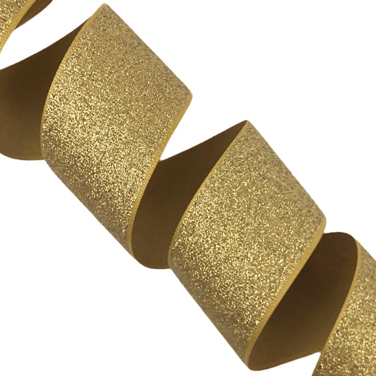 Gold Soft Glitter Grosgrain Ribbon