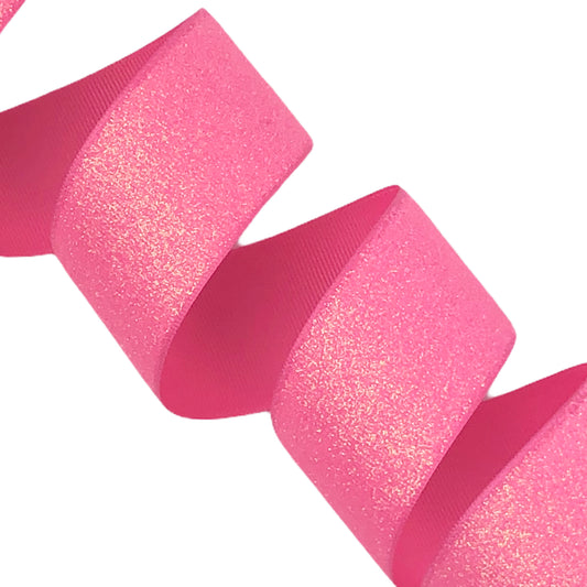Hot Pink Soft Glitter Grosgrain Ribbon