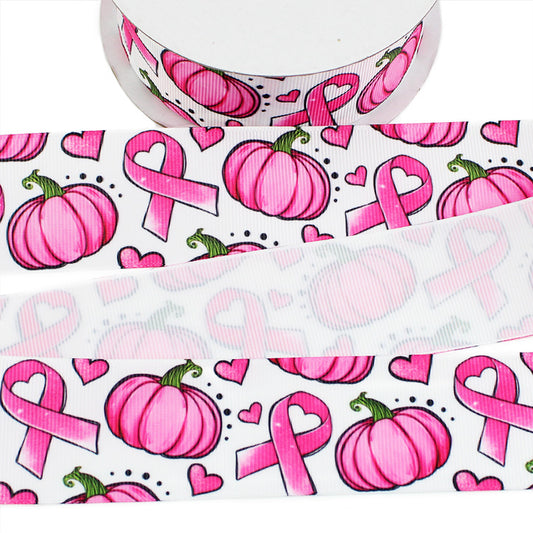 Pink Ribbons and Pumpkins Grosgrain Ribbon