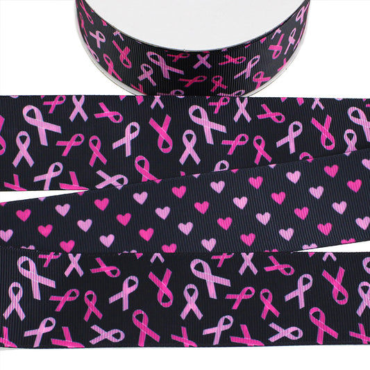 Breast Cancer Awareness Pink Ribbons Grosgrain Ribbon