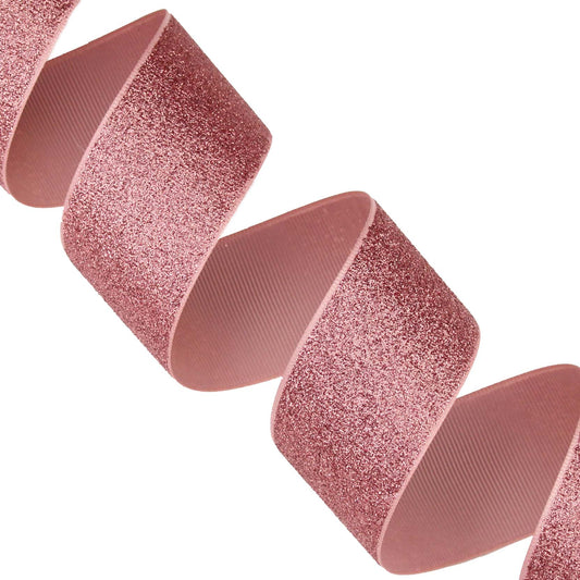 Shocking Pink Soft Glitter Grosgrain Ribbon